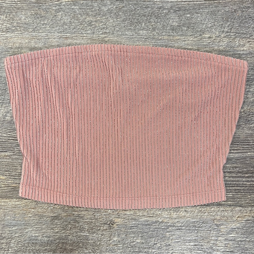 Forever 21 pink and silver strapless cropped top size small S B155
